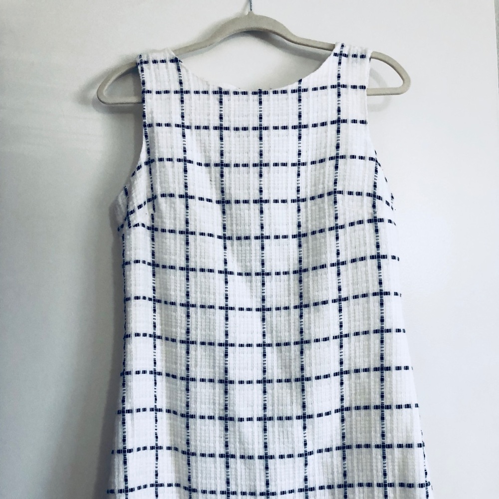 White and Black Plaid Mini Dress